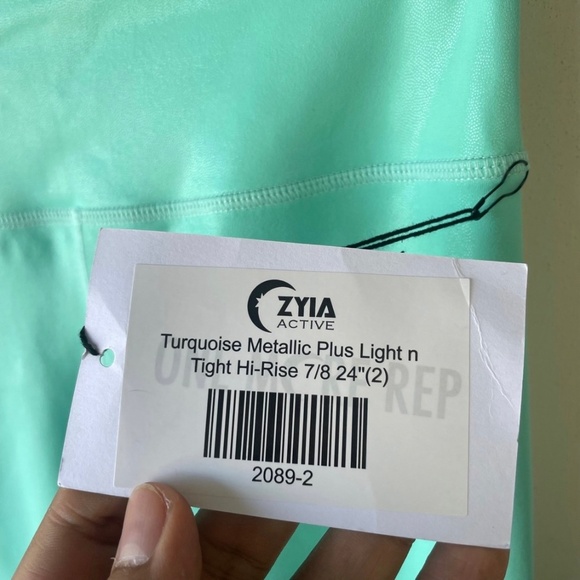 Zyia Active Turquoise Metallic Plus Light n Tight Hi-Rise 7/8 - Picture 4 of 10